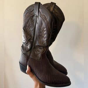 Vintage Tony Lama Tan and Brown Leather Boots